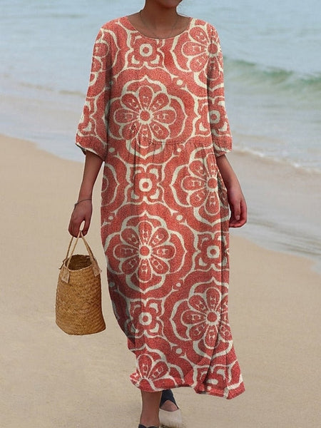 Women's Midi Dress Casual Dress Print Dress Vintage African FashionChic