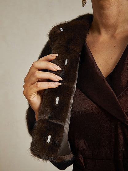 Brown Fur Faux Party Shrug Wrap Cocktail Women's Formal FashionChic