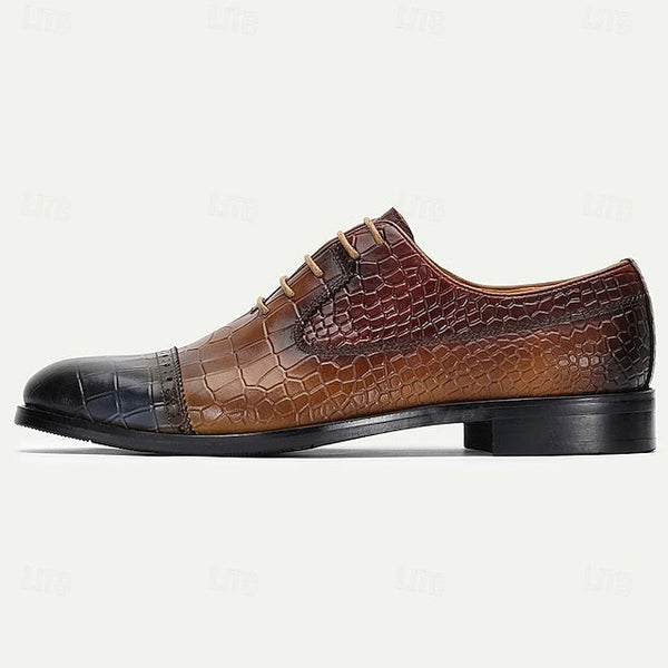 Oxford Genuine Leather – Crocodile Men’s Elegant Shoes Print FashionChic