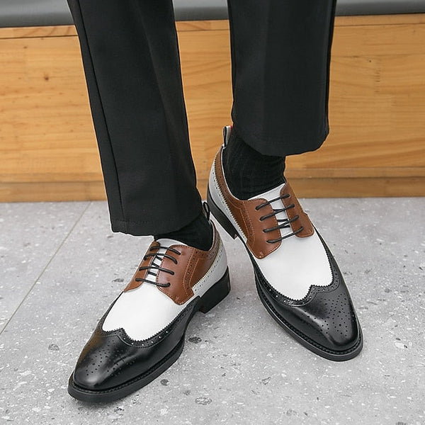 White Men's Wingtip Dress and with Brown Oxford Shoes FashionChic