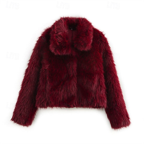 Fur Comfortable Women's Warm Coat Buttons Faux Furs FashionChic