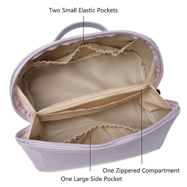 Women's Cosmetic Makeup Handbag Leather PU Bag Travel FashionChic