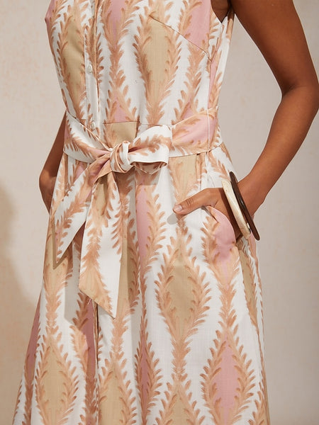 A Line Maxi Dress Shirt Collar Belted Pocket Vacation