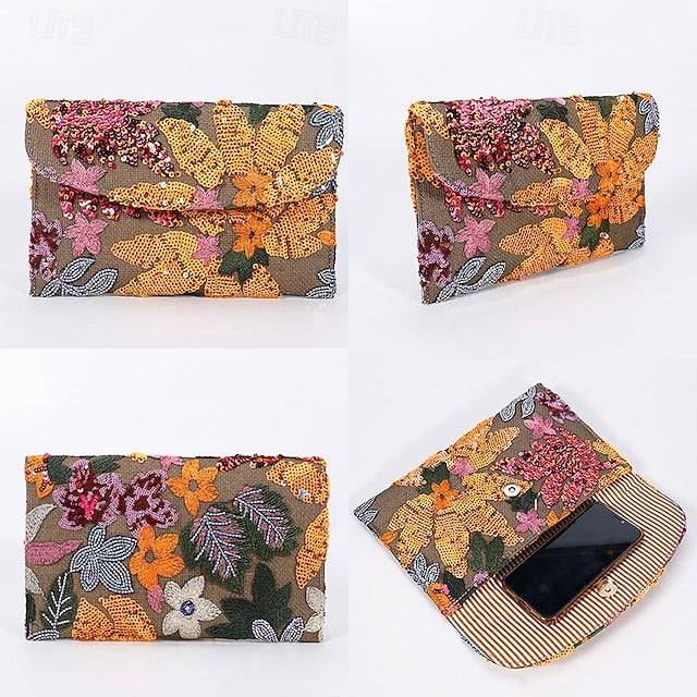 Embroidered Handheld Women's Evening Floral Clutch - Bag FashionChic