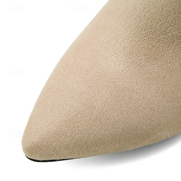 Pink Boots Women's Bow Pearl Charm Suede with and Ankle FashionChic