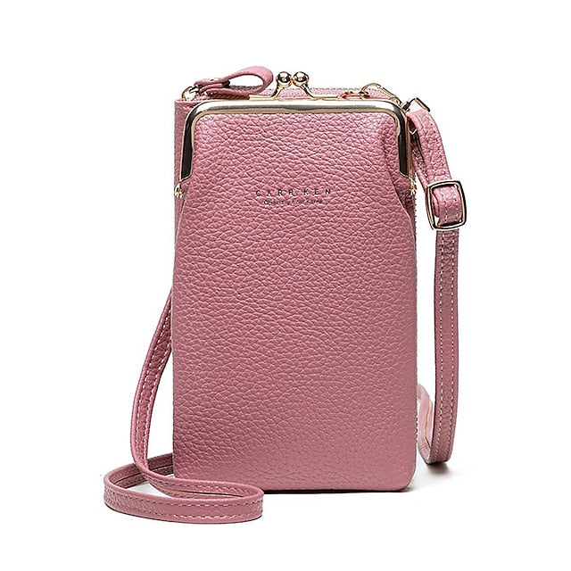 Bag Gold Women's Faux with Frame Leather Black Crossbody FashionChic