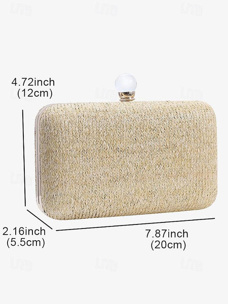 Straw Pearl Elegant Clutch Stylish with Purse - Clasp FashionChic