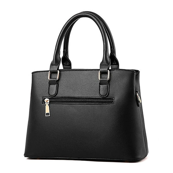 White Faux Handbag Gold Women's with Elegant Leather FashionChic