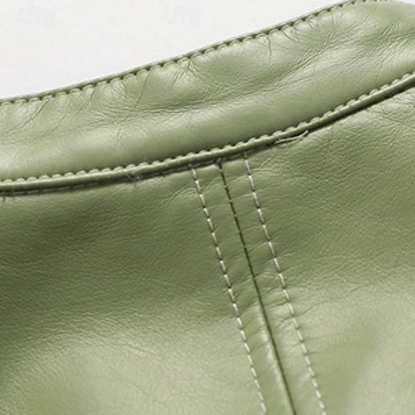 Pocket Jacket Zipper Comfortable Faux Leather Women's FashionChic