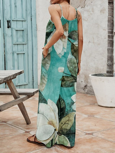 Women's Normal Jumpsuit Streetwear Floral Sleeveless U Neck