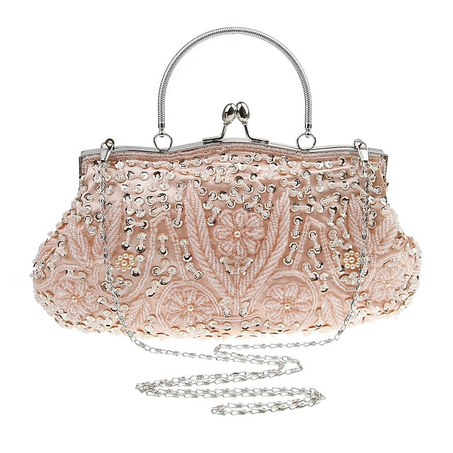 Vintage Evening Clutch Beaded Purse White Women's – FashionChic