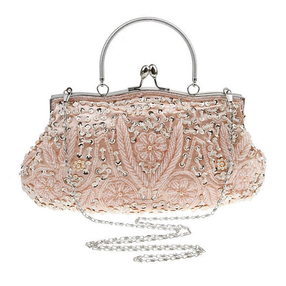 Vintage Evening Clutch Beaded Purse White Women's – FashionChic