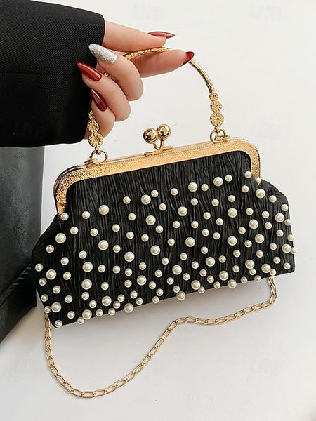 Beaded Elegant Pearl Clutch Bag – Evening Vintage Women's FashionChic