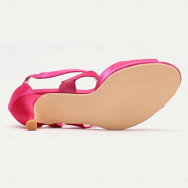 Heel Women's Bowknot Shoes Open Wedding Bridal Kitten FashionChic