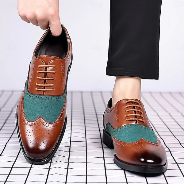 Brown – Wingtip Two-Tone Shoes Green and Men's in Oxford FashionChic