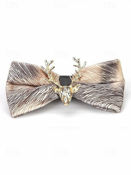 Bow Gold Men's Velvet Pin with Tie Head Deer FashionChic