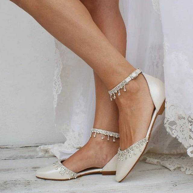 Wedding Women's Shoes Elegant Flats with – White Bridal FashionChic