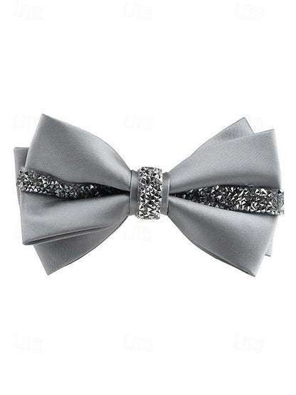 Tie Elegant with – Embellishment Satin Burgundy Bow Crystal FashionChic