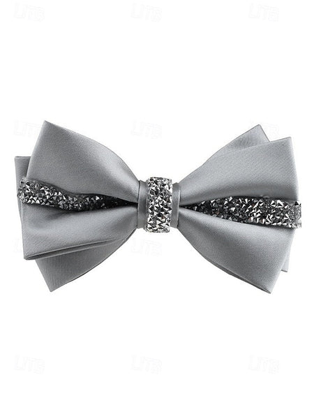 Tie Elegant with – Embellishment Satin Burgundy Bow Crystal FashionChic