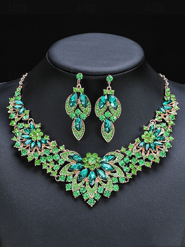 Crystal Green – Necklace Set Jewelry Elegant Statement FashionChic