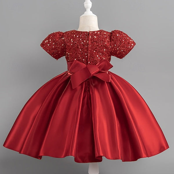 Party Sequin Dress Wedding Short Girls' Toddler Sleeve FashionChic