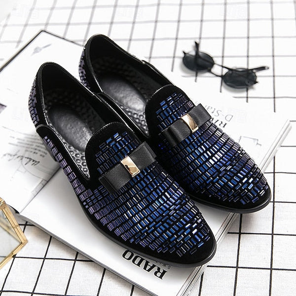 – Strap Loafers Prom and Elegant Woven Silver Men's Monk FashionChic