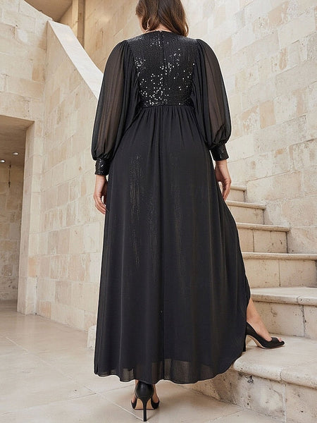 Mother Size A-Line Plus Dress Black Sparkle the of Bride FashionChic