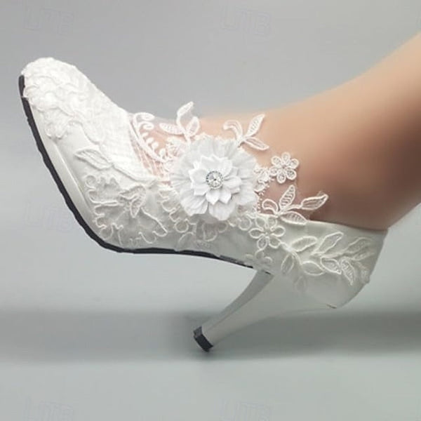 White Floral – Bridal Lace Wedding Heels Elegant Women's FashionChic