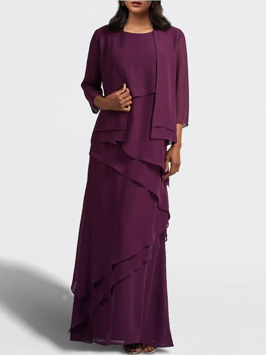 Piece Dress Bride Wedding the of Guest Elegant Two A-Line Mother FashionChic