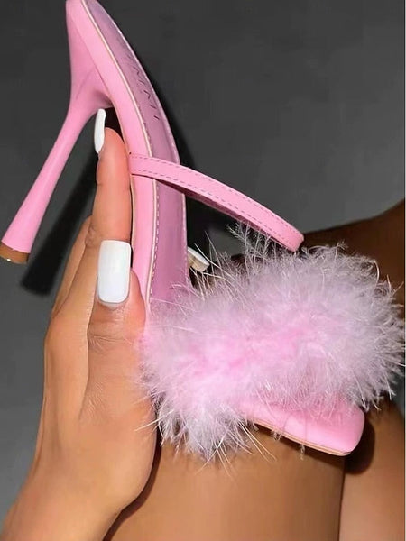 Heeled Sandals – Feathered High Bold Green FashionChic