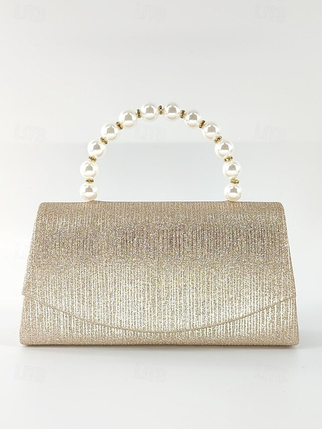 Women's Glitter Bag Clutch Handle with Pearl Purple – FashionChic