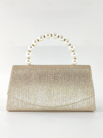 Women's Glitter Bag Clutch Handle with Pearl Purple – FashionChic