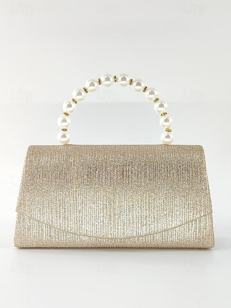 Women's Glitter Bag Clutch Handle with Pearl Purple – FashionChic