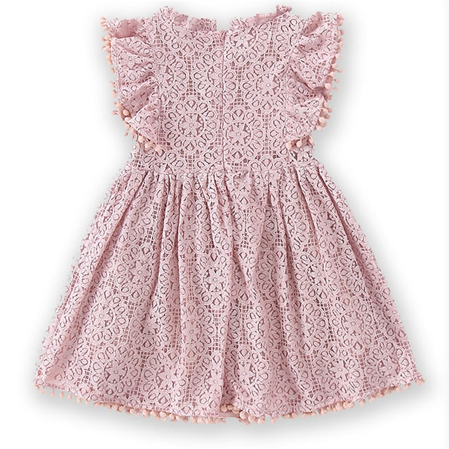 Girls' Party Solid Dress Color Short Sleeve Kids FashionChic