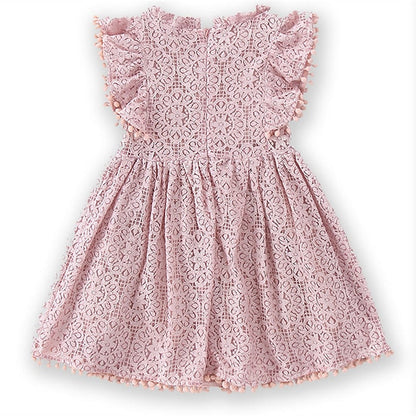 Girls' Party Solid Dress Color Short Sleeve Kids FashionChic