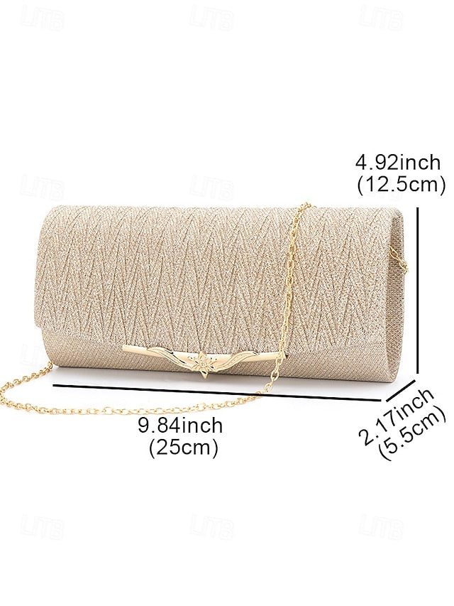 - Handbag Clutch Elegant Gold Glitter Party Women's Evening FashionChic