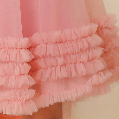 Floral Sleeveless Solid Girls' Kids Color Party Dress FashionChic