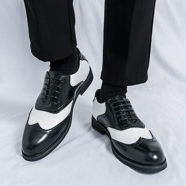 White Brogue and Shoes Oxford in Wingtip Men's Two-Tone FashionChic