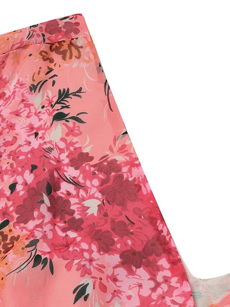 Women's Swing Dress Maxi long Dress Pink Long Sleeve Floral