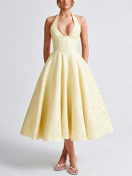 A-LineDress Jacquard Dress Semi Formal Cocktail Dress Wedding