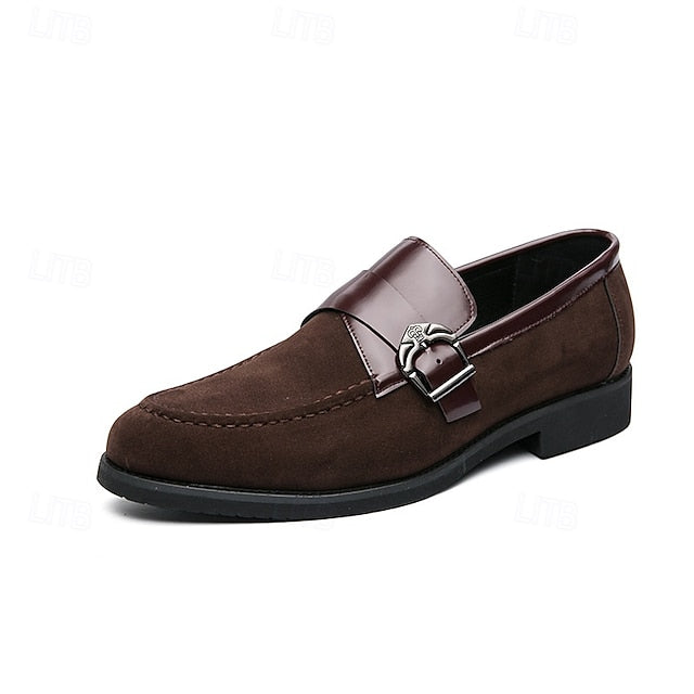 Patent and Leather Men's Loafers Strap Metal with Suede FashionChic