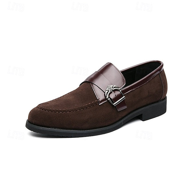 Patent and Leather Men's Loafers Strap Metal with Suede FashionChic