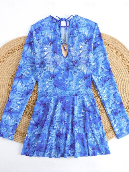 Women's One Piece Swimsuit with Skirt Boho Dress Tummy FashionChic