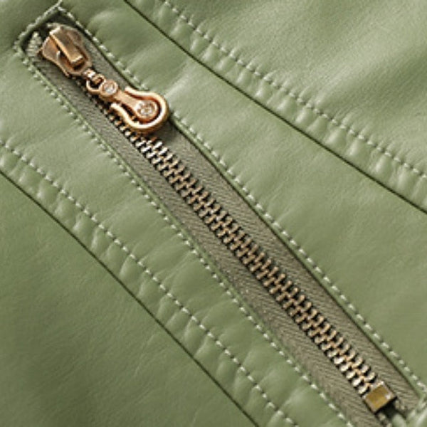 Pocket Jacket Zipper Comfortable Faux Leather Women's FashionChic