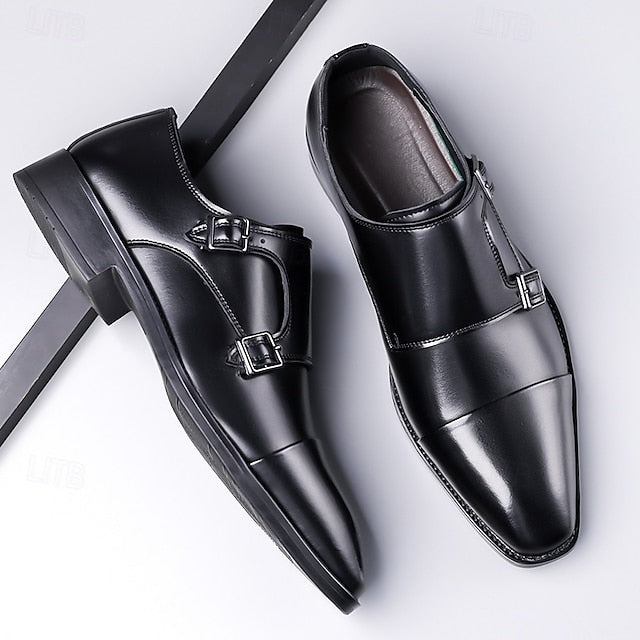Strap Double – Men's Leather Elegant Shoes Monk Dress FashionChic