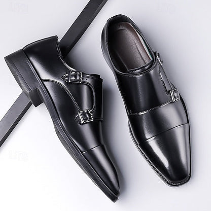 Strap Double – Men's Leather Elegant Shoes Monk Dress FashionChic