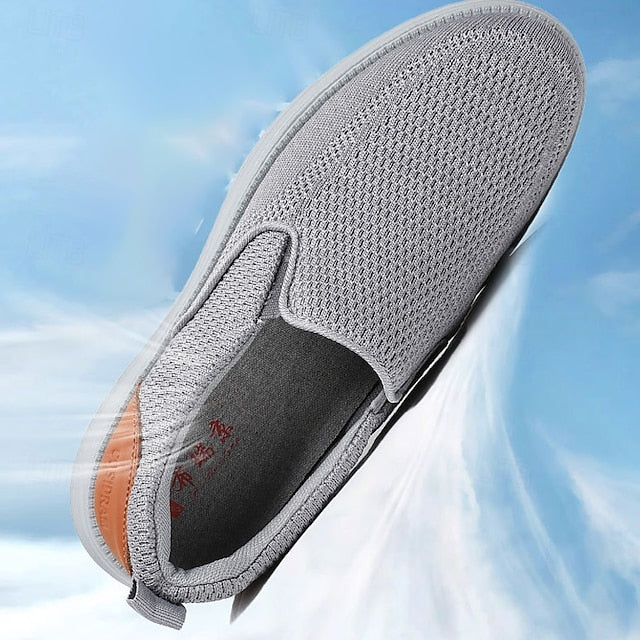 Navy Slip-On Stretch Breathable Knit Men's Sneakers – FashionChic