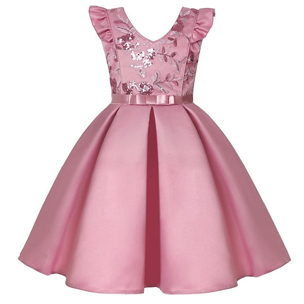 Dress Formal Sleeveless Solid Girls' Color Kids Party FashionChic