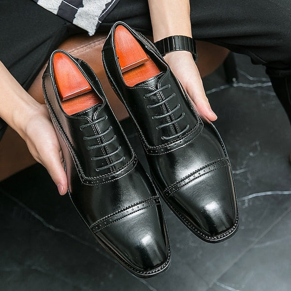 Classic Oxford – Leather Brown Shoes Men's Faux Brogue FashionChic