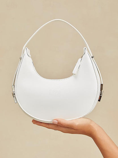 Hobo with Silver Crescent Sleek Ivory Hardware Bag - Elegant FashionChic
